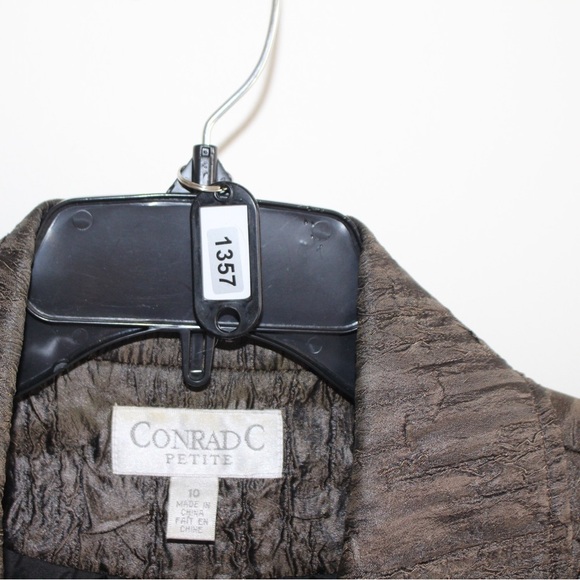 Women's Textured Leather Jacket - Dark Brown - Picture 7 of 10